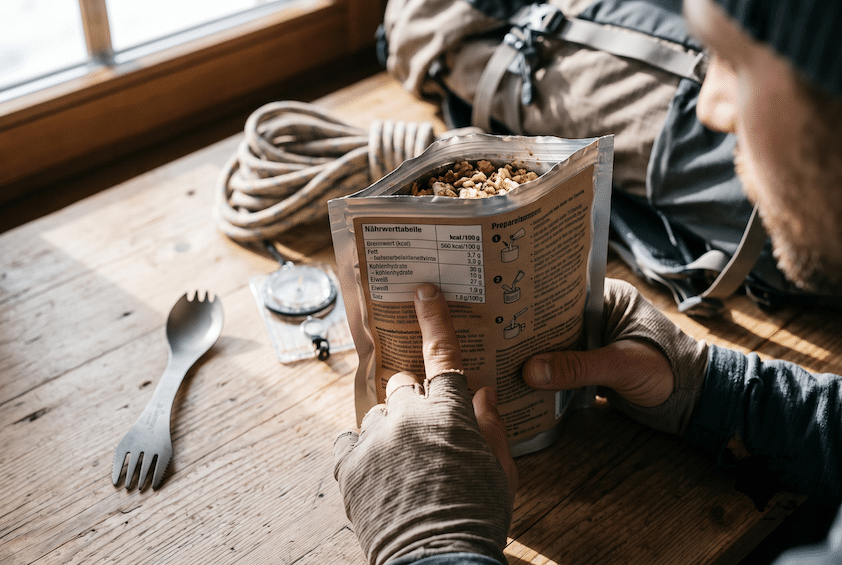 Nährwerttabelle Trekkingnahrung lesen