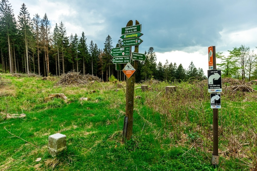 Panoramablick über das Schwarzatal in Thüringen mit Burg Schwarzburg